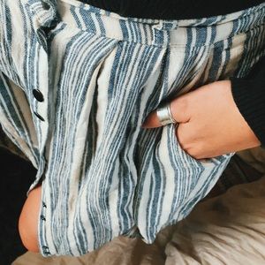 Blue and white striped linen shirt